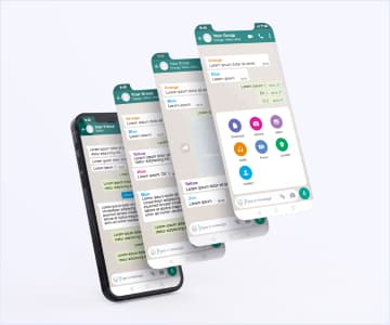 four phone screens with an app open
