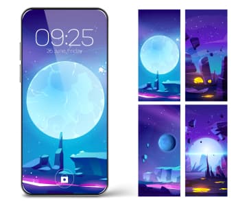 phone screen with blue interface design
