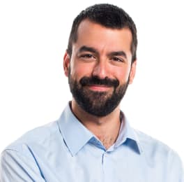 a man with a beard in a business shirt